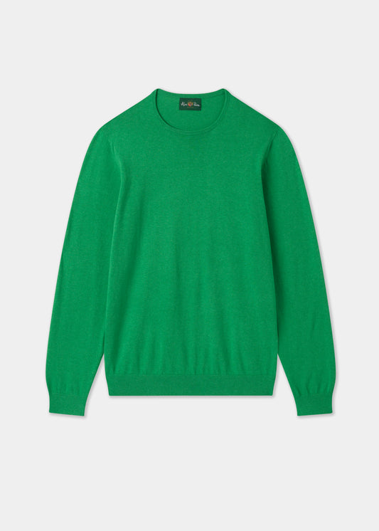 Men's Cotton Cashmere Crew Neck Jumper in Bright Green