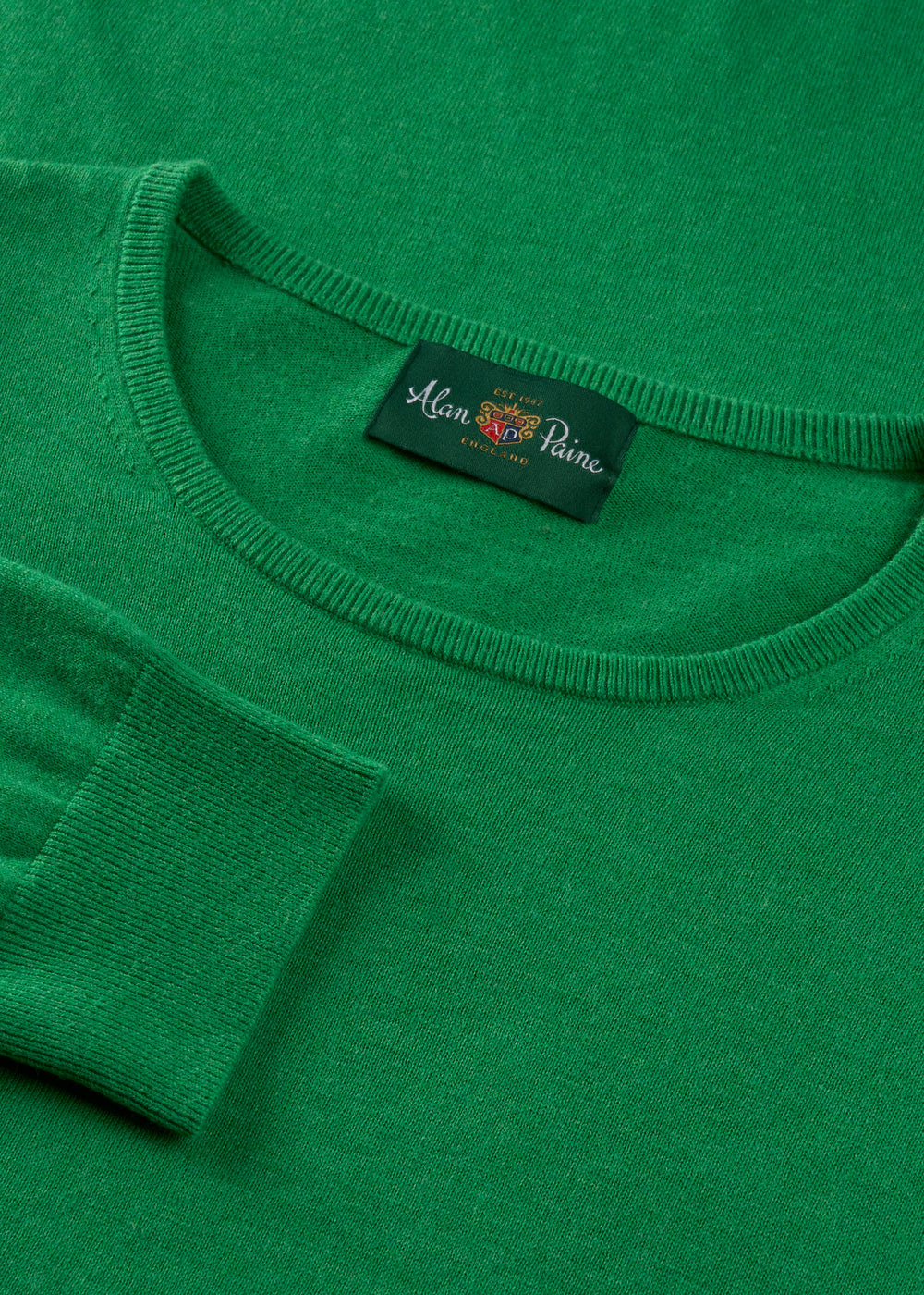 Men's Cotton Cashmere Crew Neck Jumper in Bright Green