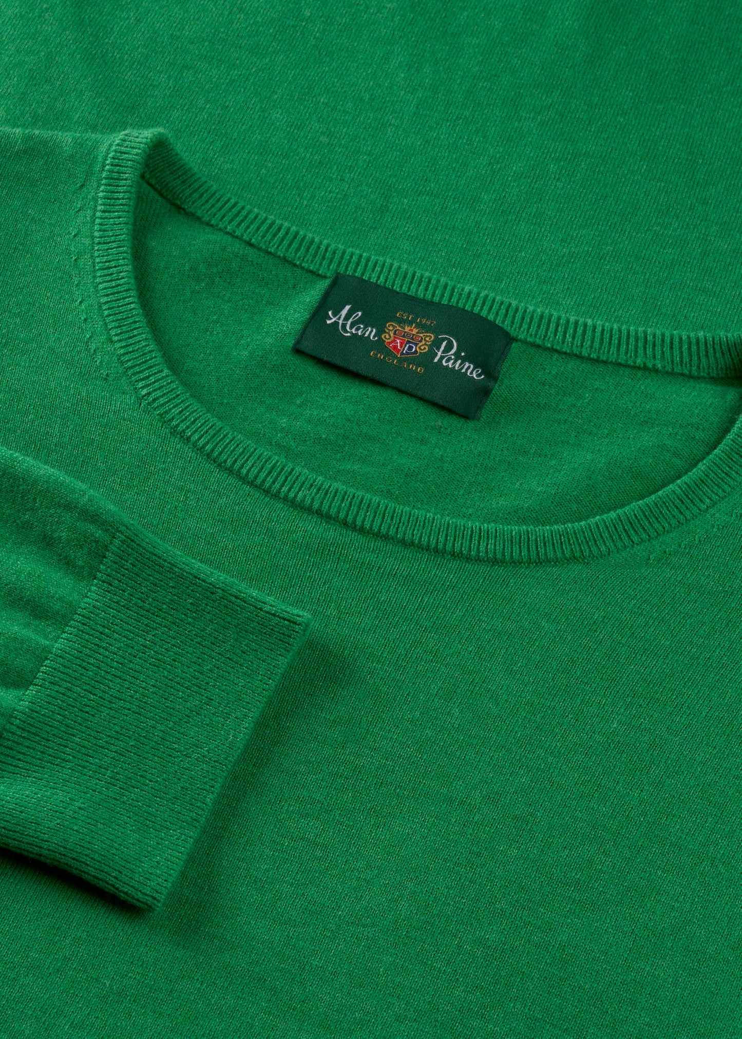 Men's Cotton Cashmere Crew Neck Jumper in Bright Green