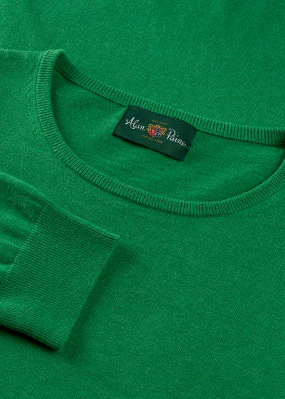 Men's Cotton Cashmere Crew Neck Jumper in Bright Green