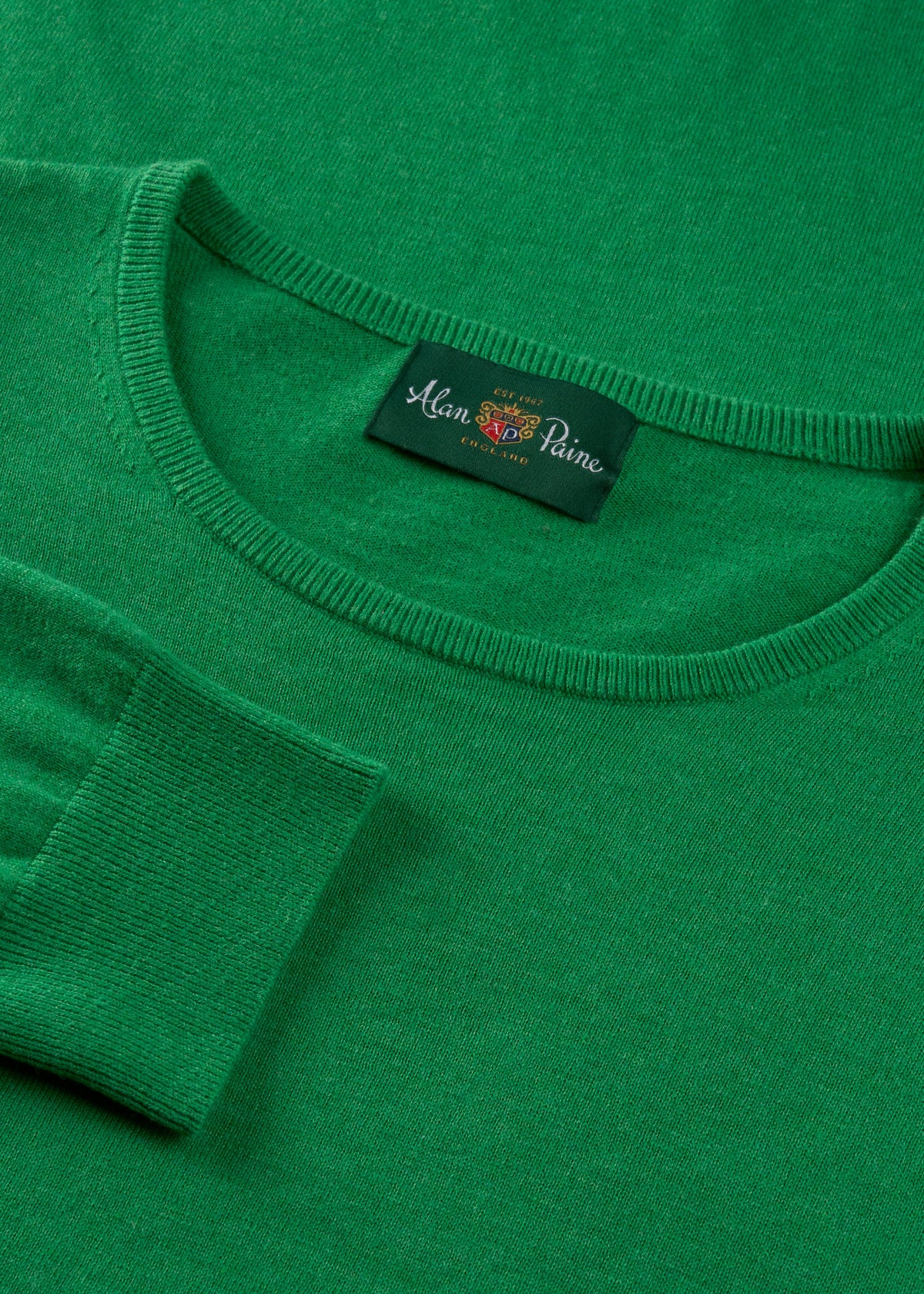 Men's Cotton Cashmere Crew Neck Jumper in Bright Green