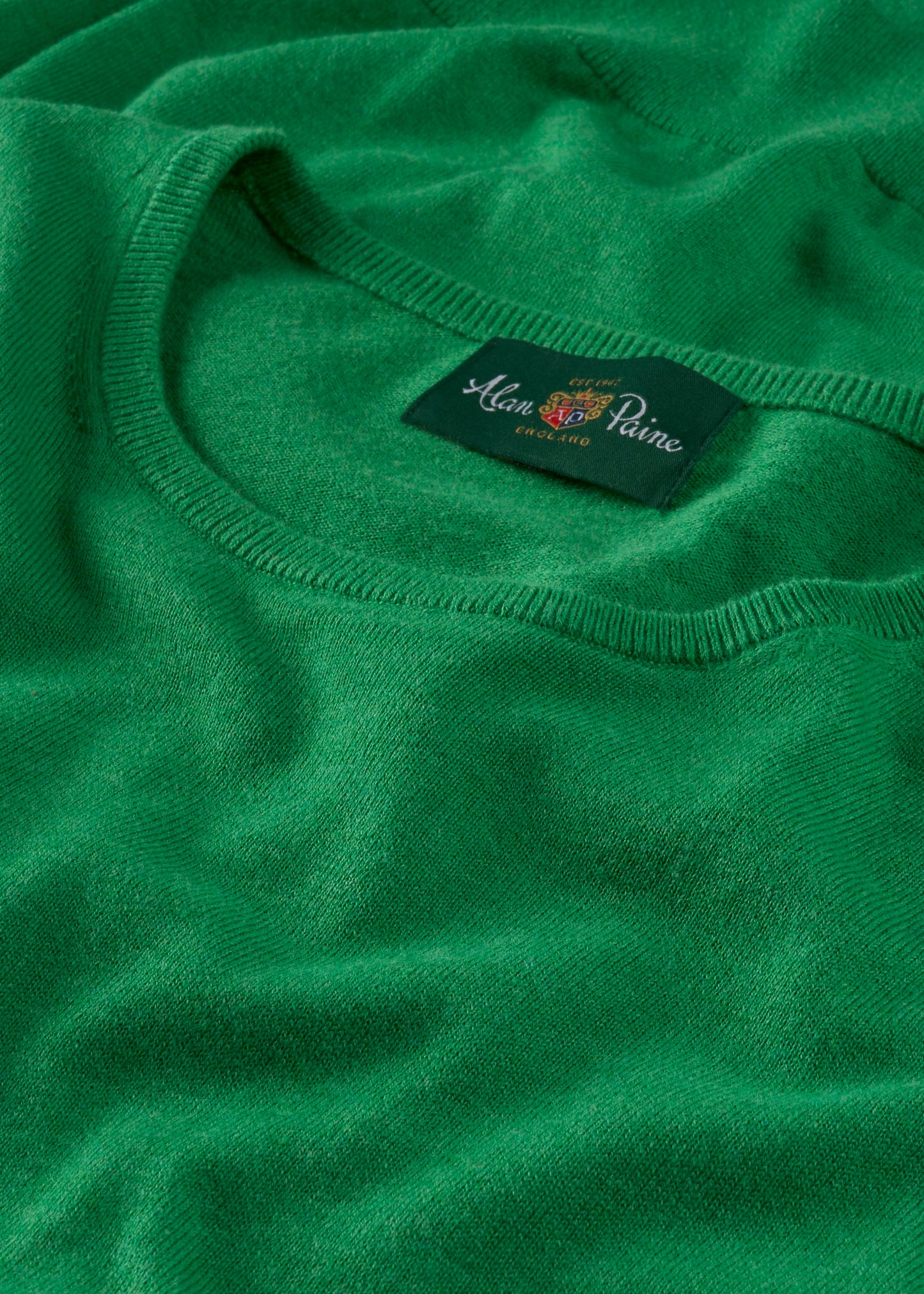Men's Cotton Cashmere Crew Neck Jumper in Bright Green