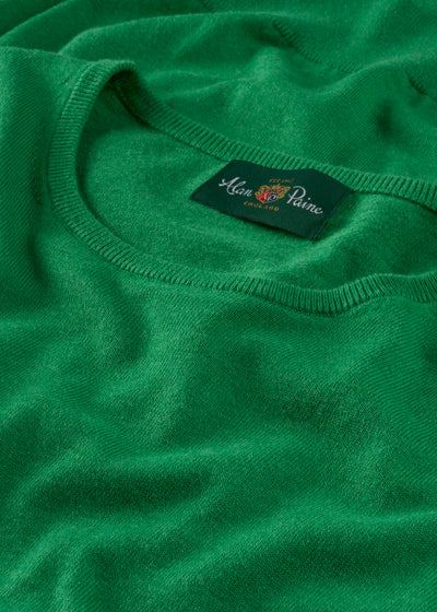 Men's Cotton Cashmere Crew Neck Jumper in Bright Green