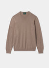 Men's Cotton Cashmere Crew Neck Jumper in Brown