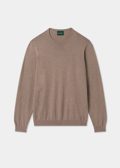 Men's Cotton Cashmere Crew Neck Jumper in Brown