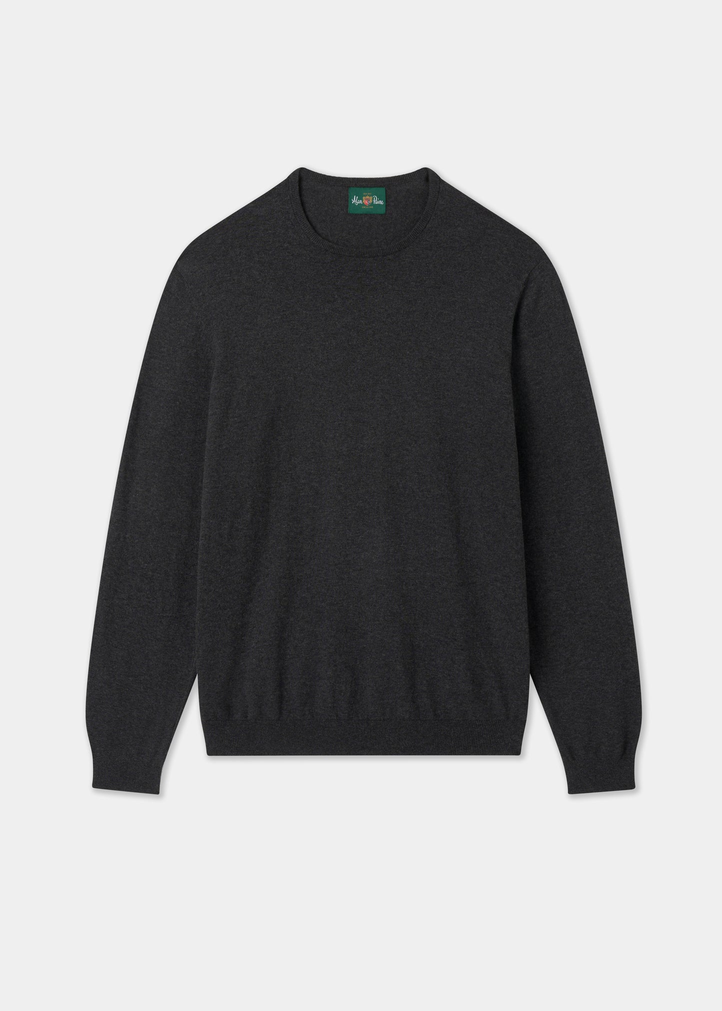 Men's Cotton Cashmere Crew Neck Jumper in Charcoal Grey
