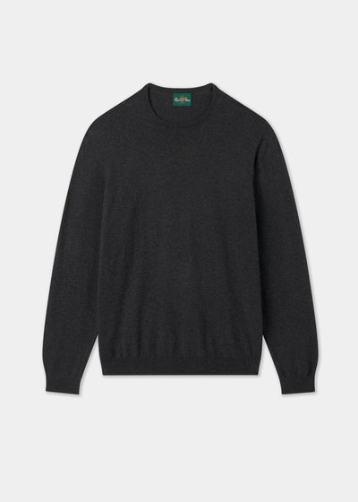 Men's Cotton Cashmere Crew Neck Jumper in Charcoal Grey