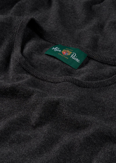 Men's Cotton Cashmere Crew Neck Jumper in Charcoal Grey