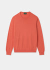 Men's Cotton Cashmere Crew Neck Jumper in Coral