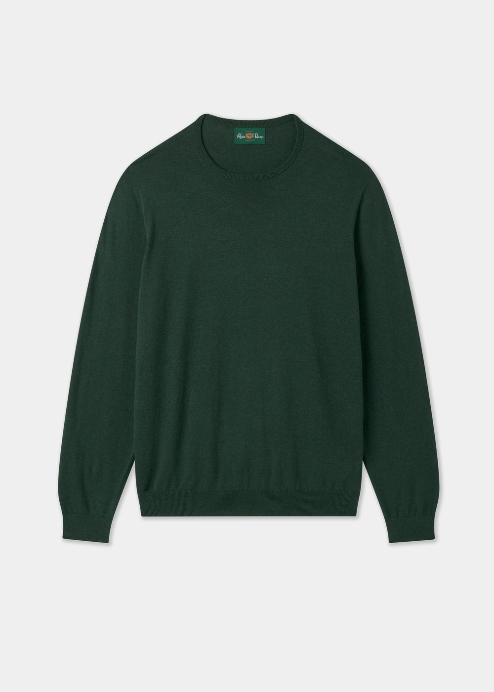 Men's Cotton Cashmere Crew Neck Jumper in Dark Green