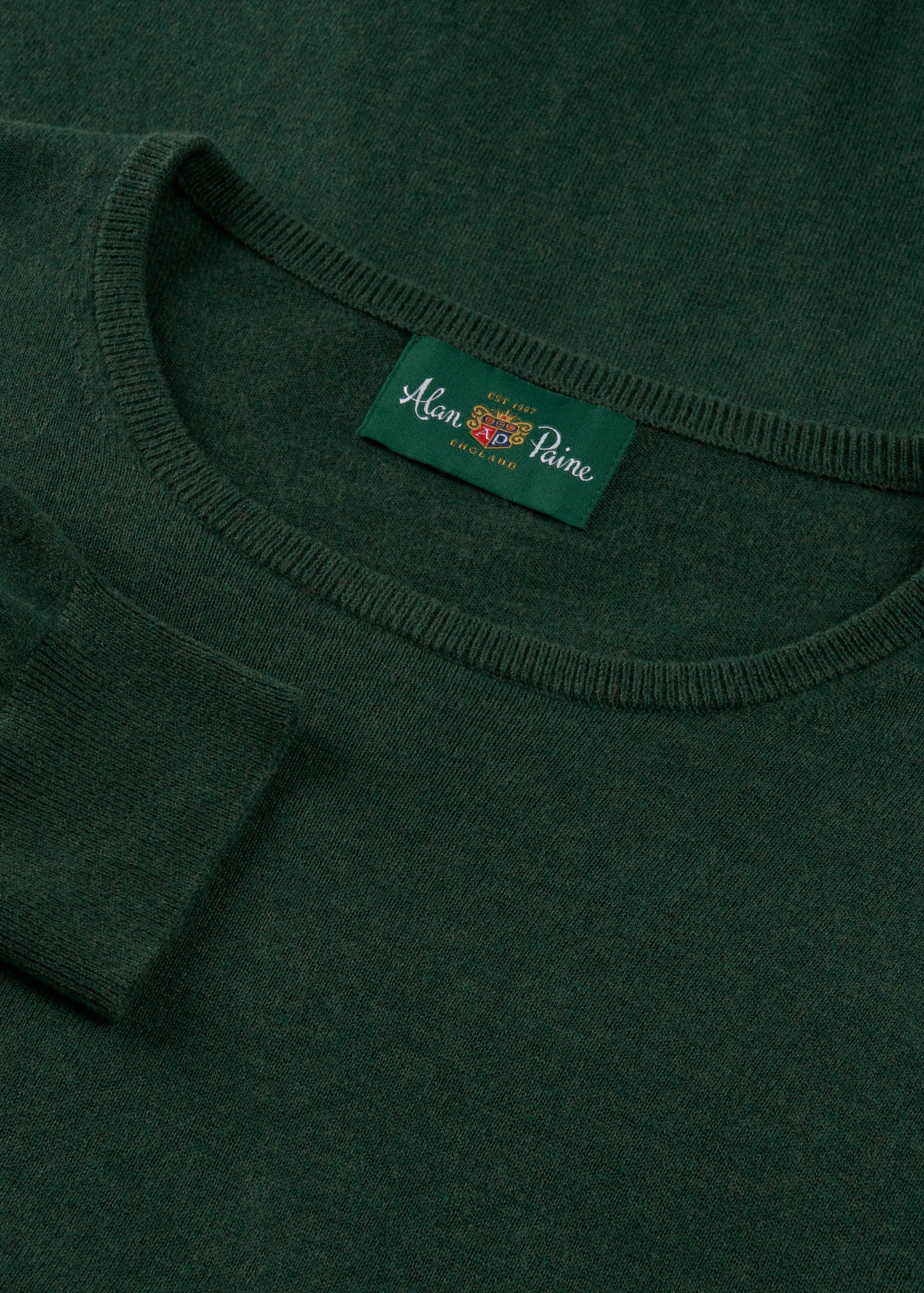 Men's Cotton Cashmere Crew Neck Jumper in Dark Green
