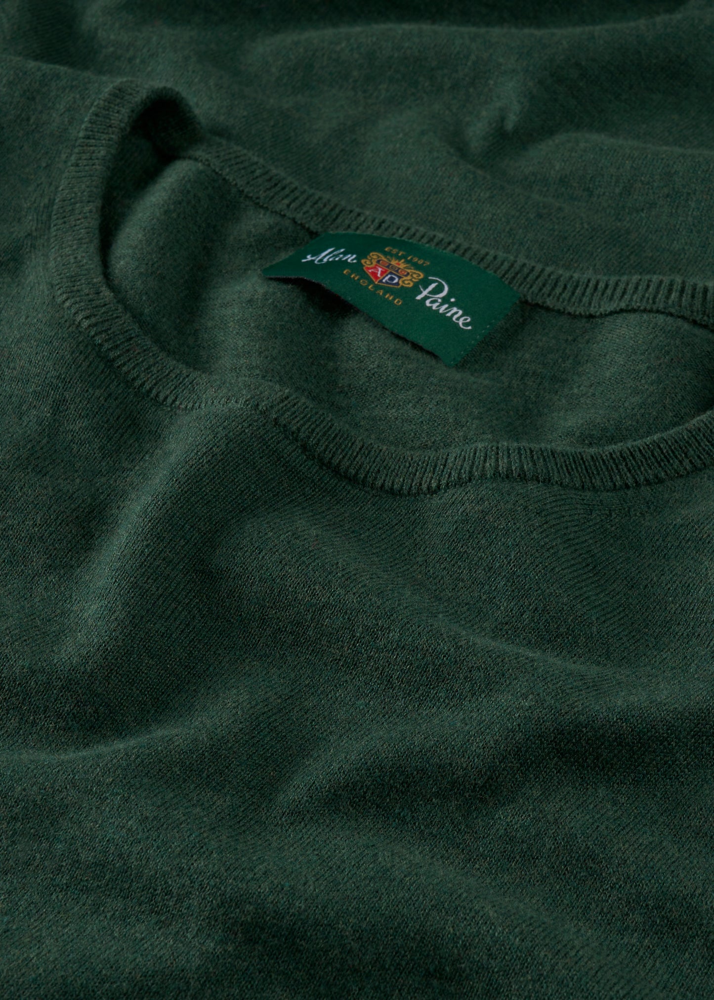 Men's Cotton Cashmere Crew Neck Jumper in Dark Green