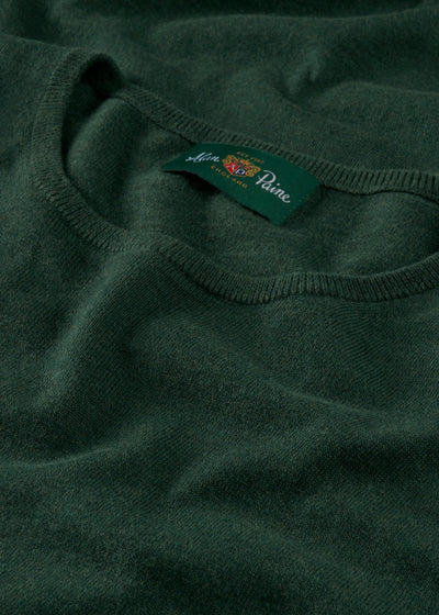 Men's Cotton Cashmere Crew Neck Jumper in Dark Green