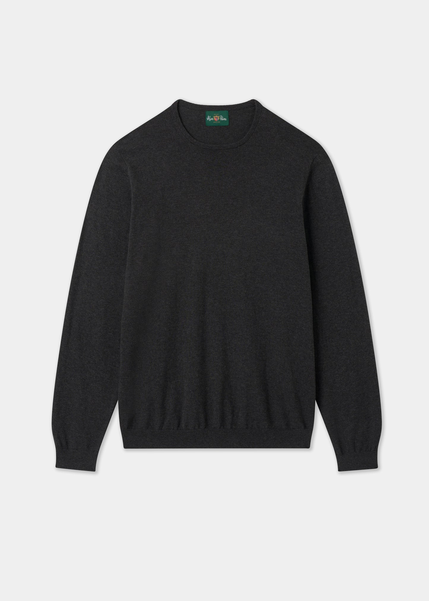 Men's Cotton Cashmere Crew Neck Jumper in Dark Grey