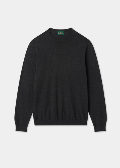 Men's Cotton Cashmere Crew Neck Jumper in Dark Grey
