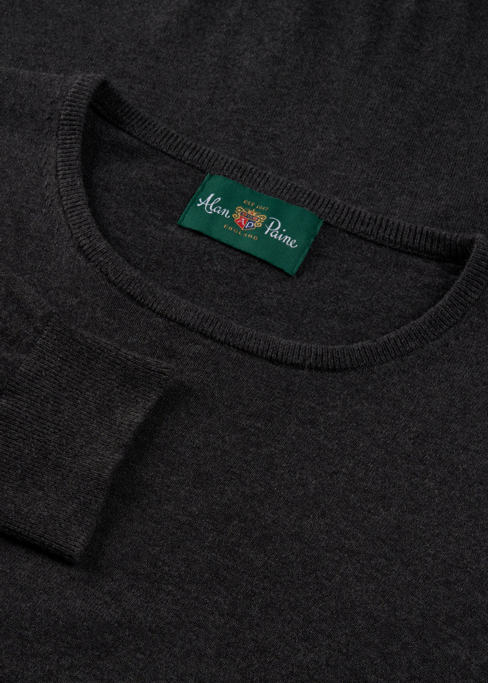 Men's Cotton Cashmere Crew Neck Jumper in Dark Grey