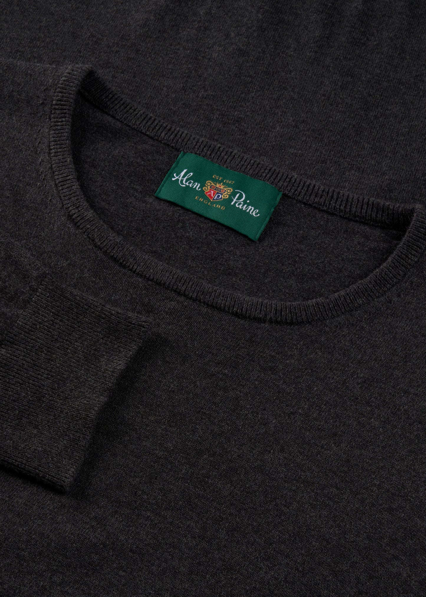 Men's Cotton Cashmere Crew Neck Jumper in Dark Grey