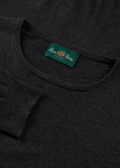 Men's Cotton Cashmere Crew Neck Jumper in Dark Grey