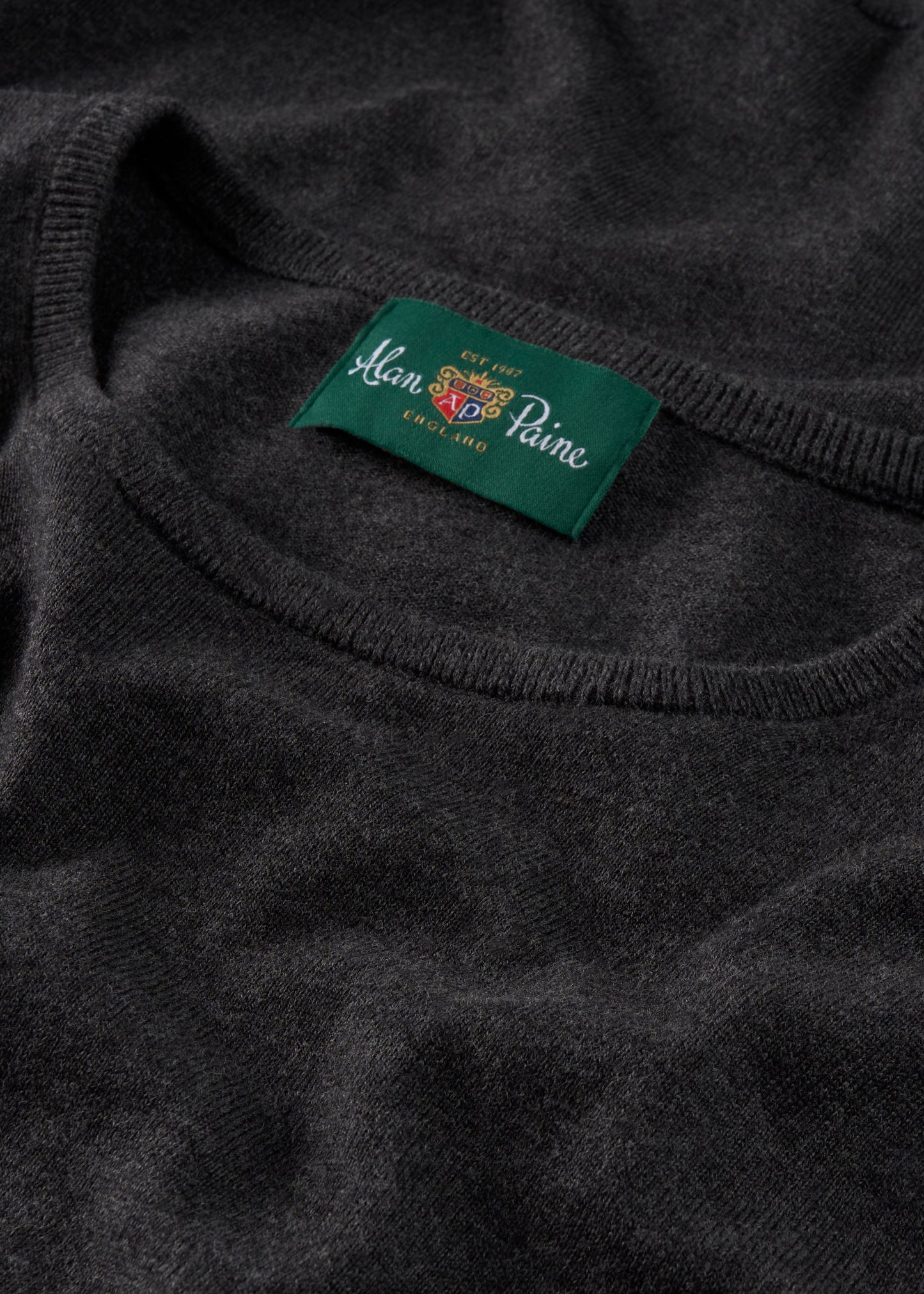 Men's Cotton Cashmere Crew Neck Jumper in Dark Grey