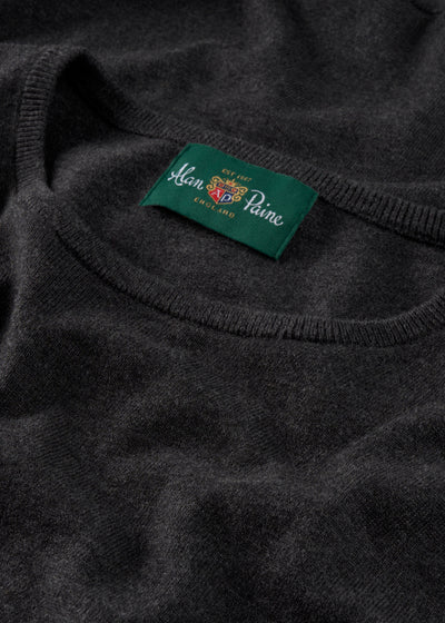 Men's Cotton Cashmere Crew Neck Jumper in Dark Grey