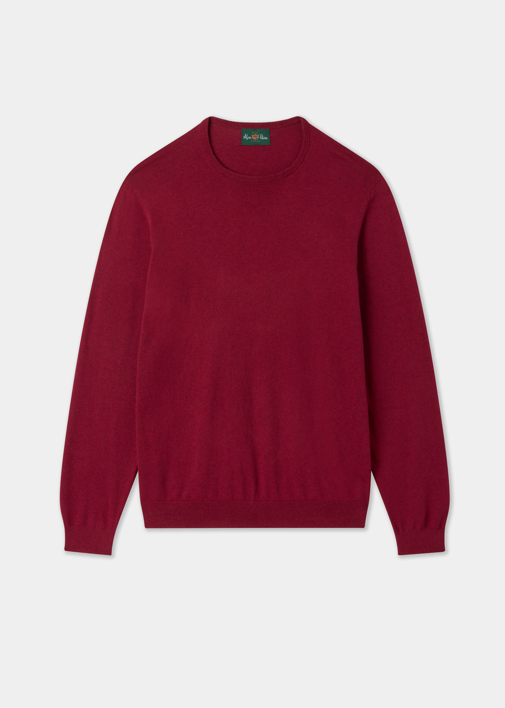Men's Cotton Cashmere Crew Neck Jumper in Dark Red