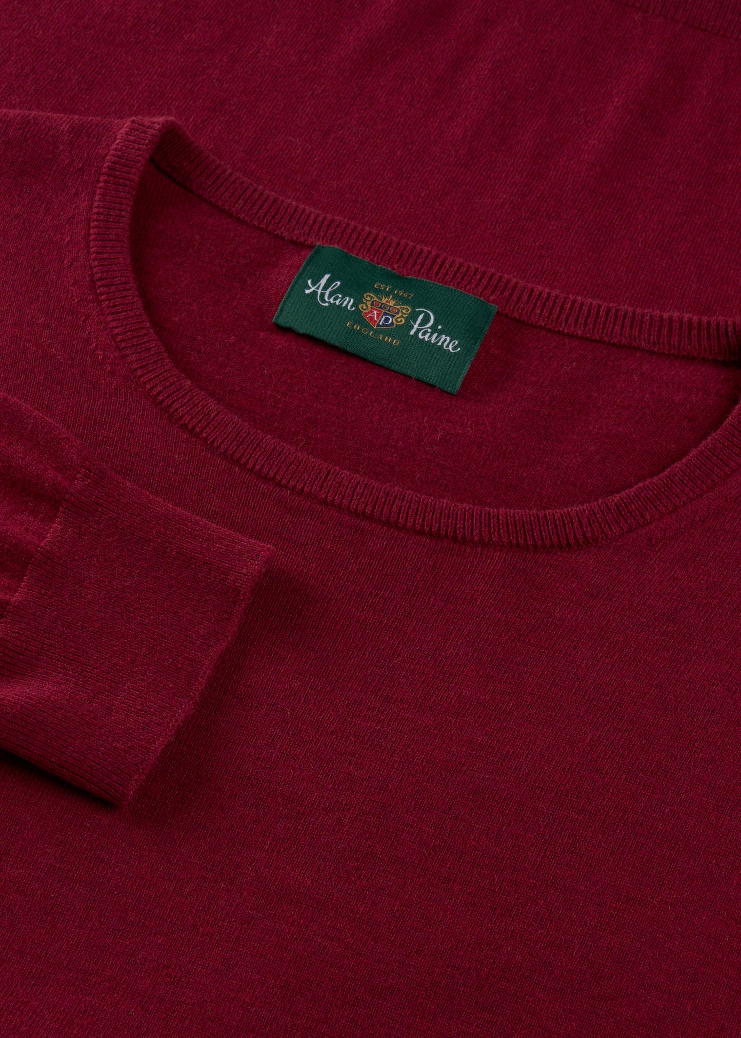 Men's Cotton Cashmere Crew Neck Jumper in Dark Red