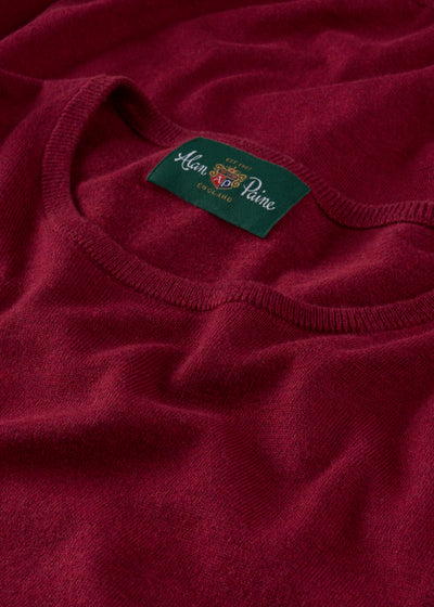 Men's Cotton Cashmere Crew Neck Jumper in Dark Red