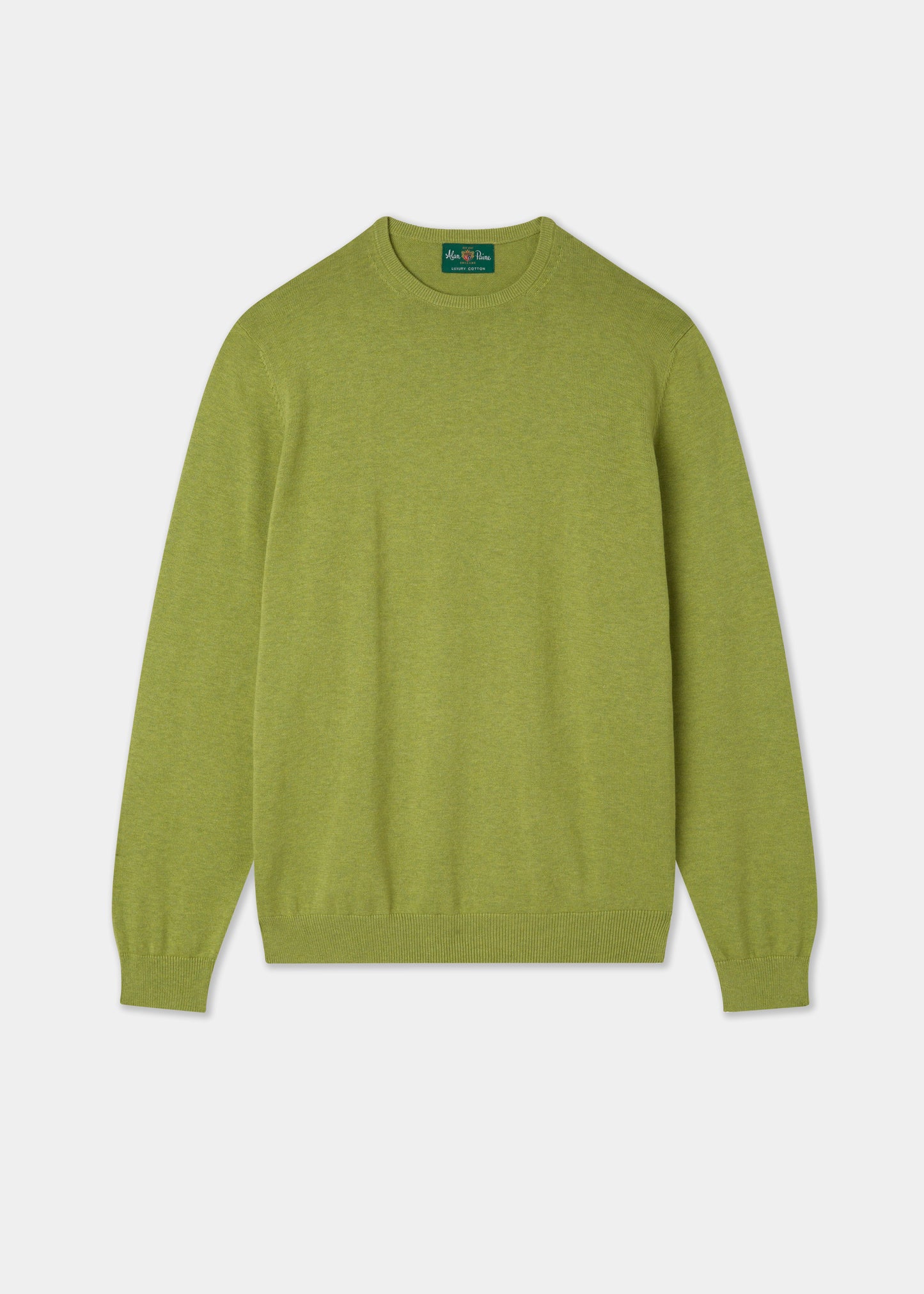 Men's Cotton Cashmere Crew Neck Jumper in Green
