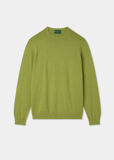 Men's Cotton Cashmere Crew Neck Jumper in Green