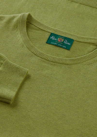 Men's Cotton Cashmere Crew Neck Jumper in Green