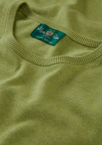 Men's Cotton Cashmere Crew Neck Jumper in Green