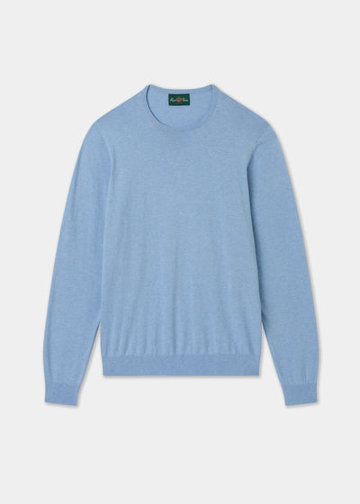 Men's Cotton Cashmere Crew Neck Jumper in Light Blue