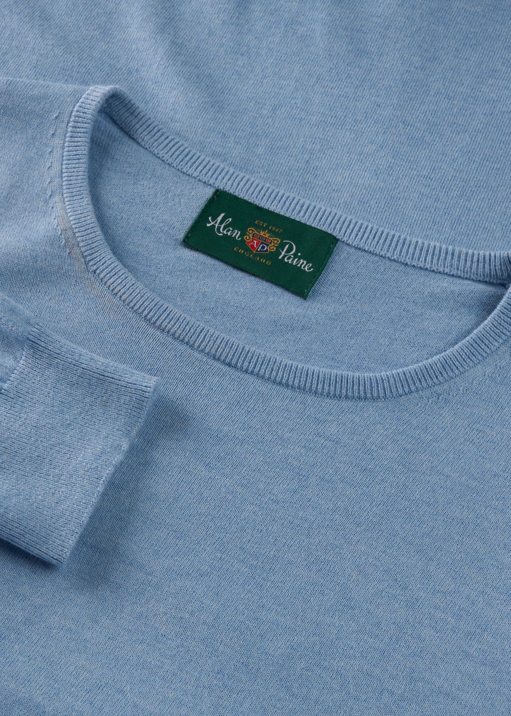Men's Cotton Cashmere Crew Neck Jumper in Light Blue