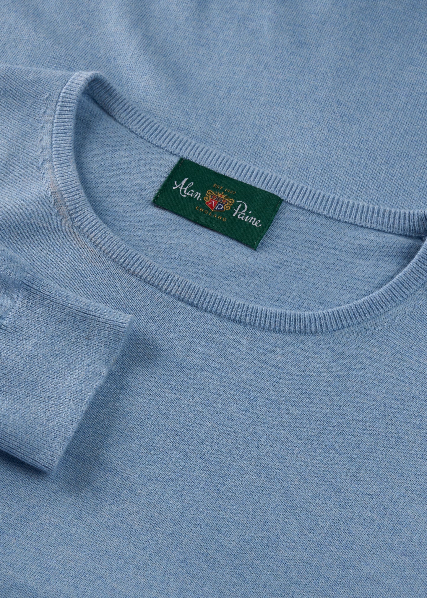 Men's Cotton Cashmere Crew Neck Jumper in Light Blue