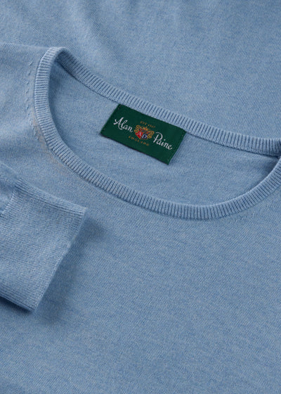 Men's Cotton Cashmere Crew Neck Jumper in Light Blue