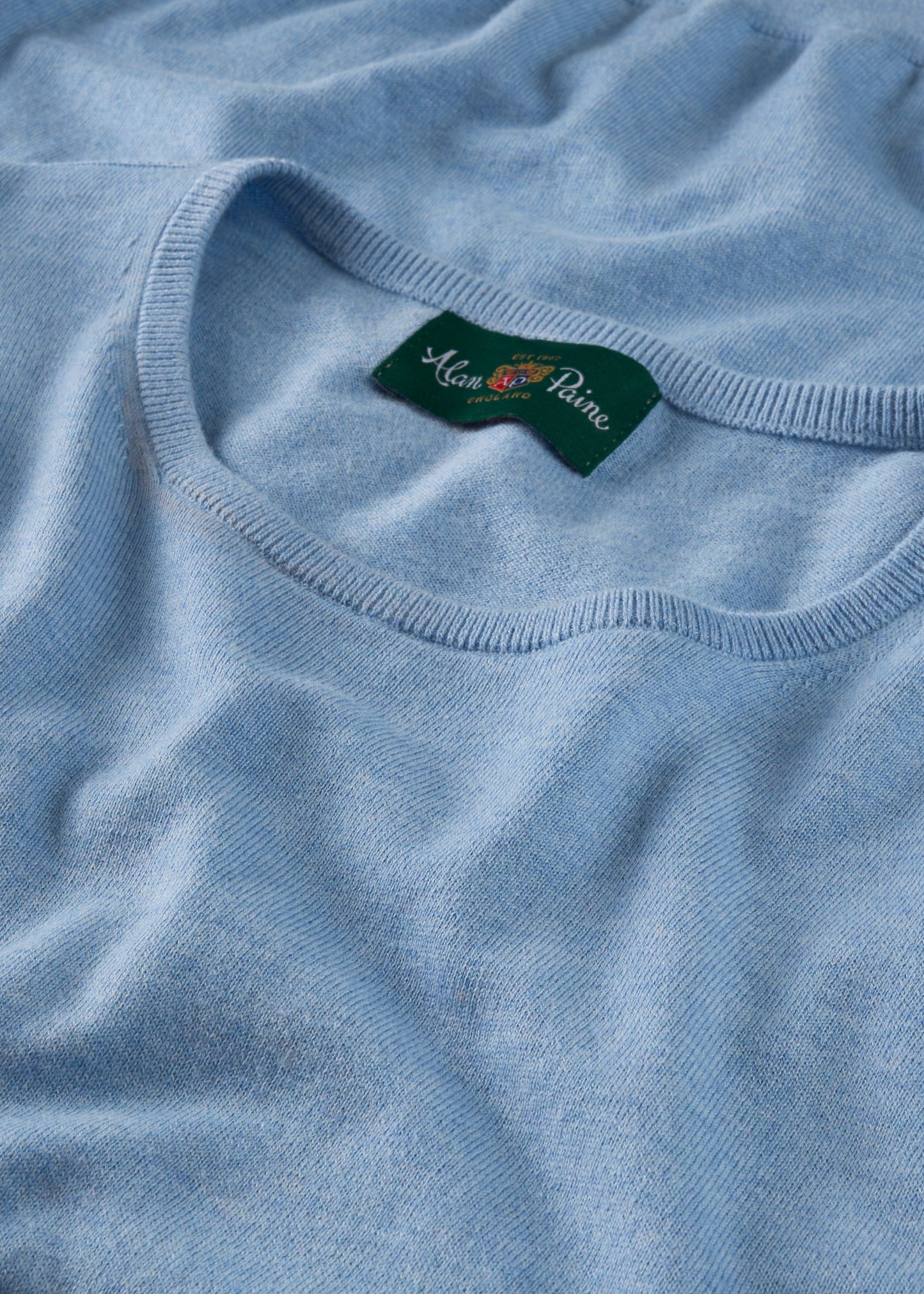 Men's Cotton Cashmere Crew Neck Jumper in Light Blue