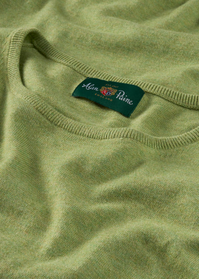 Men's Cotton Cashmere Crew Neck Jumper in Pale Green