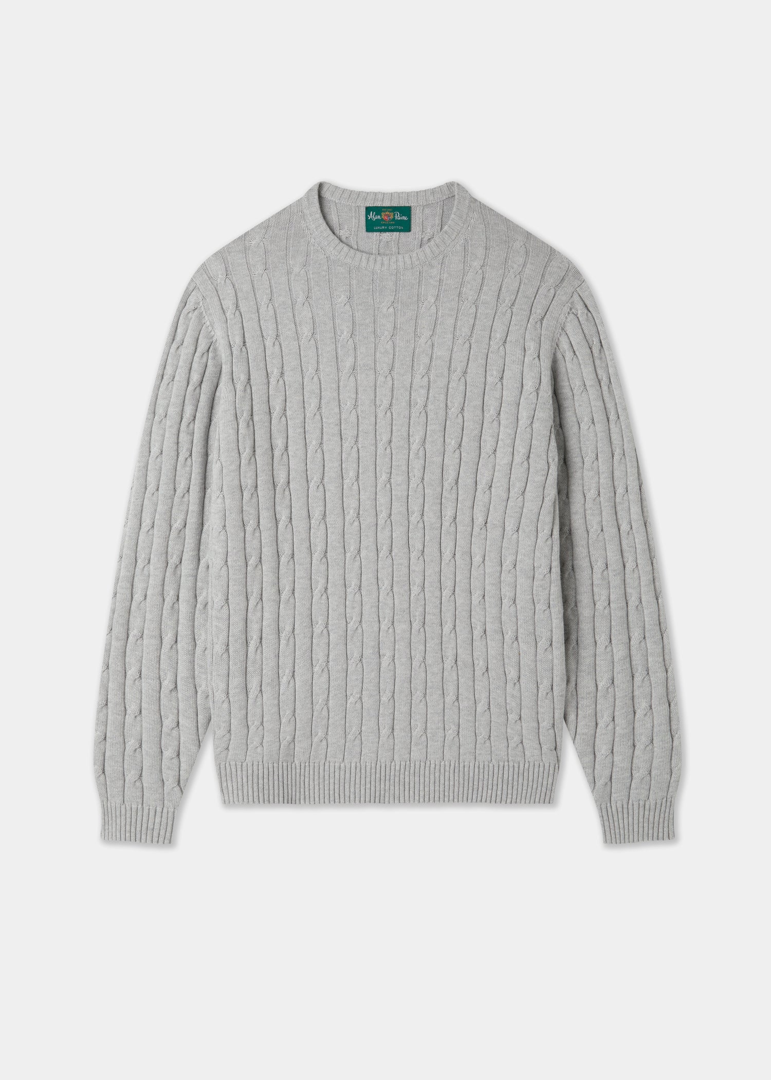 Men's Cotton Cashmere Crew Neck Jumper in Light Grey