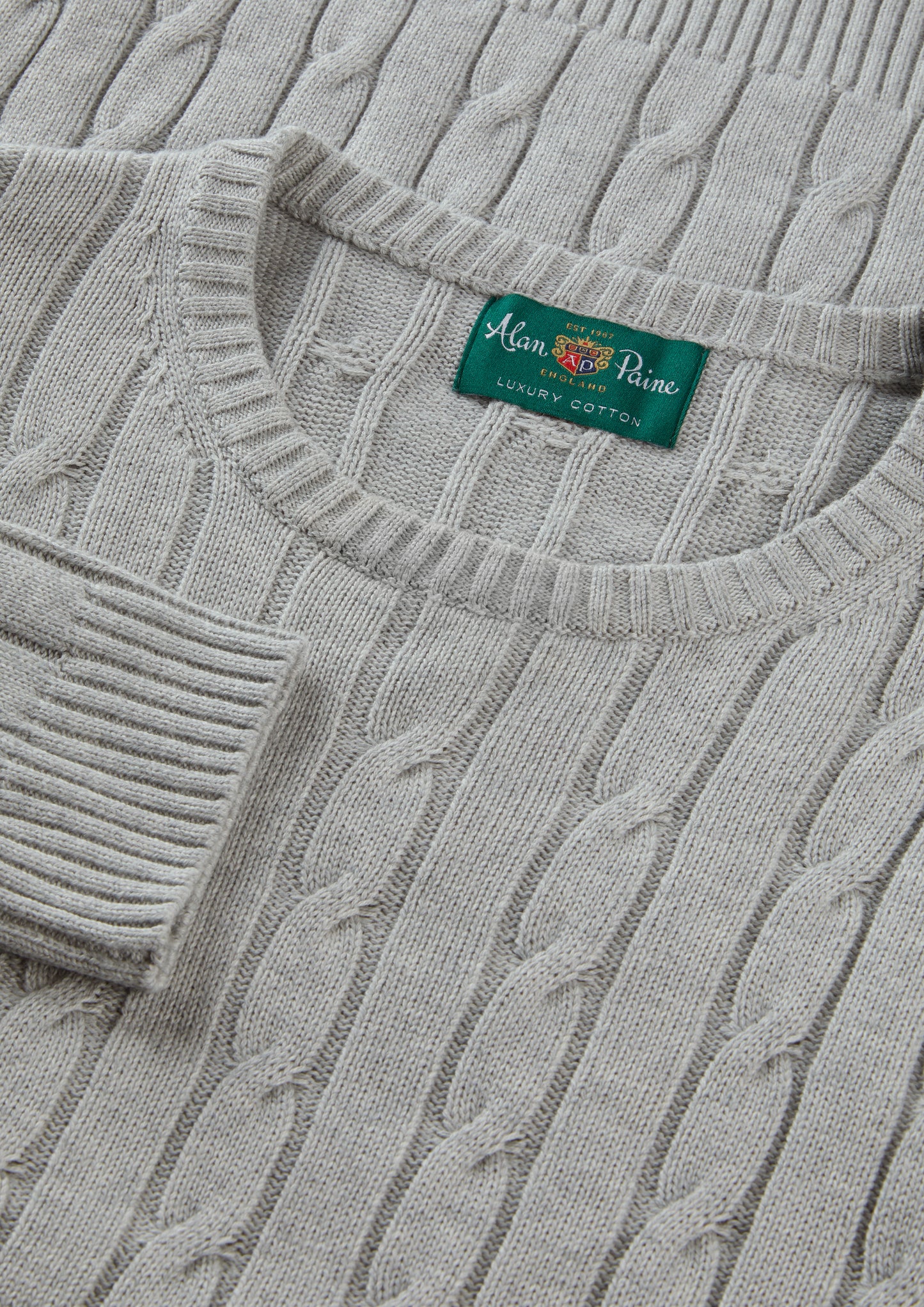 Men's Cotton Cashmere Crew Neck Jumper in Light Grey