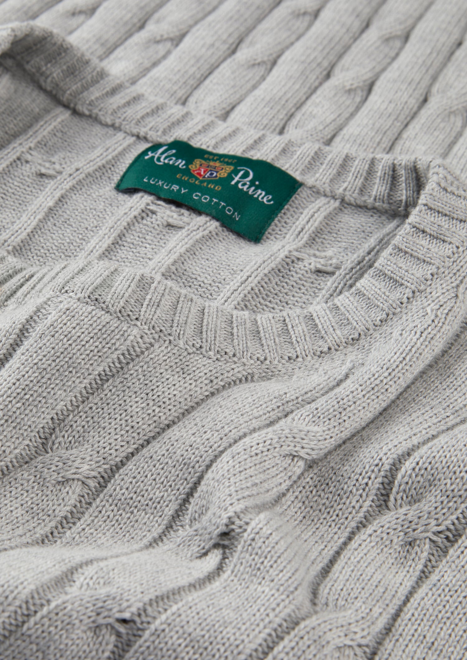 Men's Cotton Cashmere Crew Neck Jumper in Light Grey