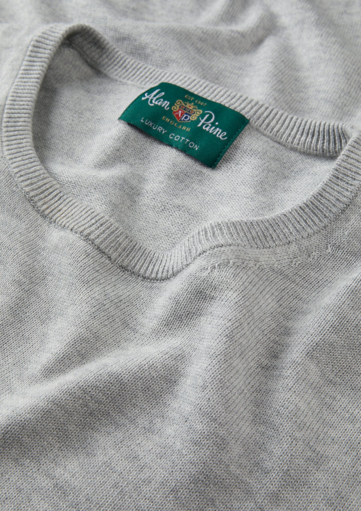 Men's Cotton Cashmere Crew Neck Jumper in Light Grey