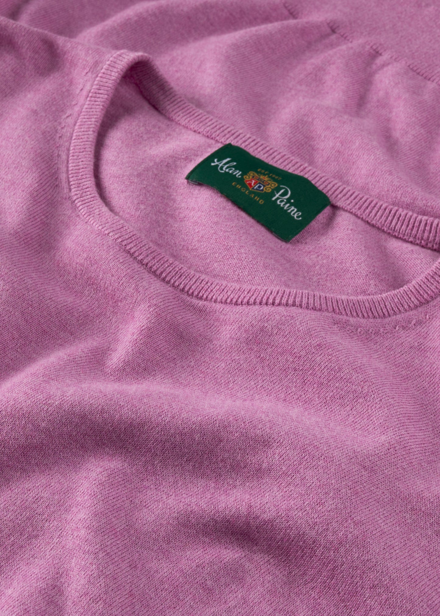 Men's Cotton Cashmere Crew Neck Jumper in Pale Purple