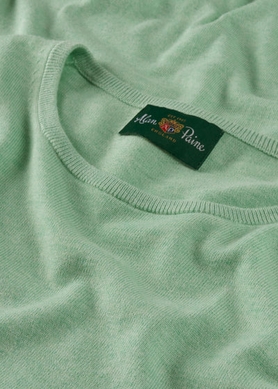 Men's Cotton Cashmere Crew Neck Jumper in Pale Green