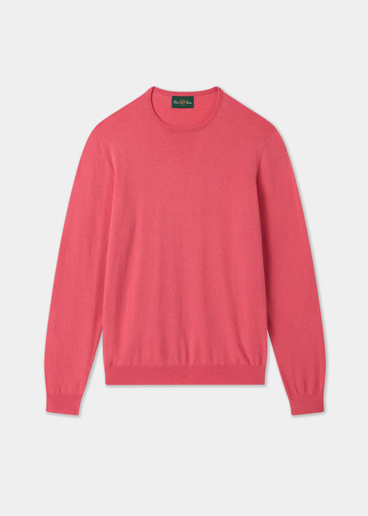 Men's Cotton Cashmere Crew Neck Jumper in Pink