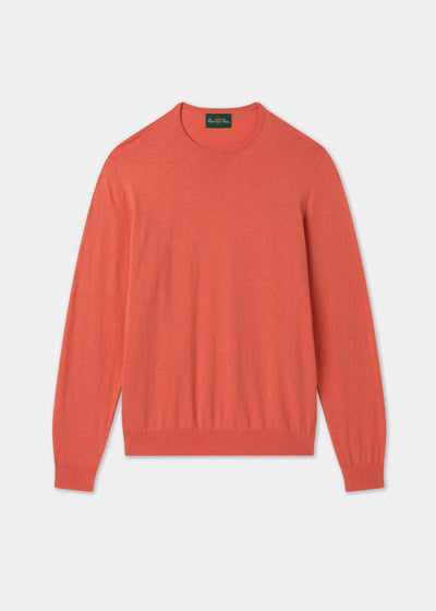 Men's Cotton Cashmere Crew Neck Jumper in Pale Pink