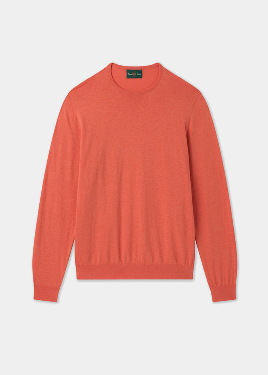 Men's Cotton Cashmere Crew Neck Jumper in Pale Pink