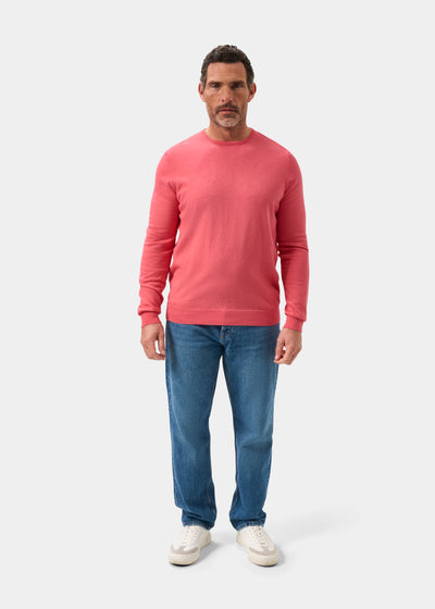 Men's Cotton Cashmere Crew Neck Jumper in Pink