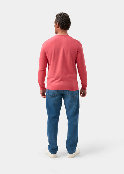 Men's Cotton Cashmere Crew Neck Jumper in Pink
