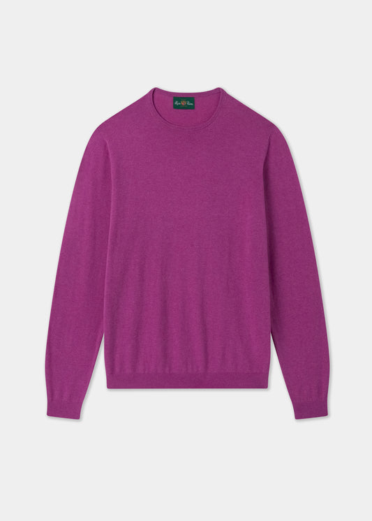 Men's Cotton Cashmere Crew Neck Jumper in Purple