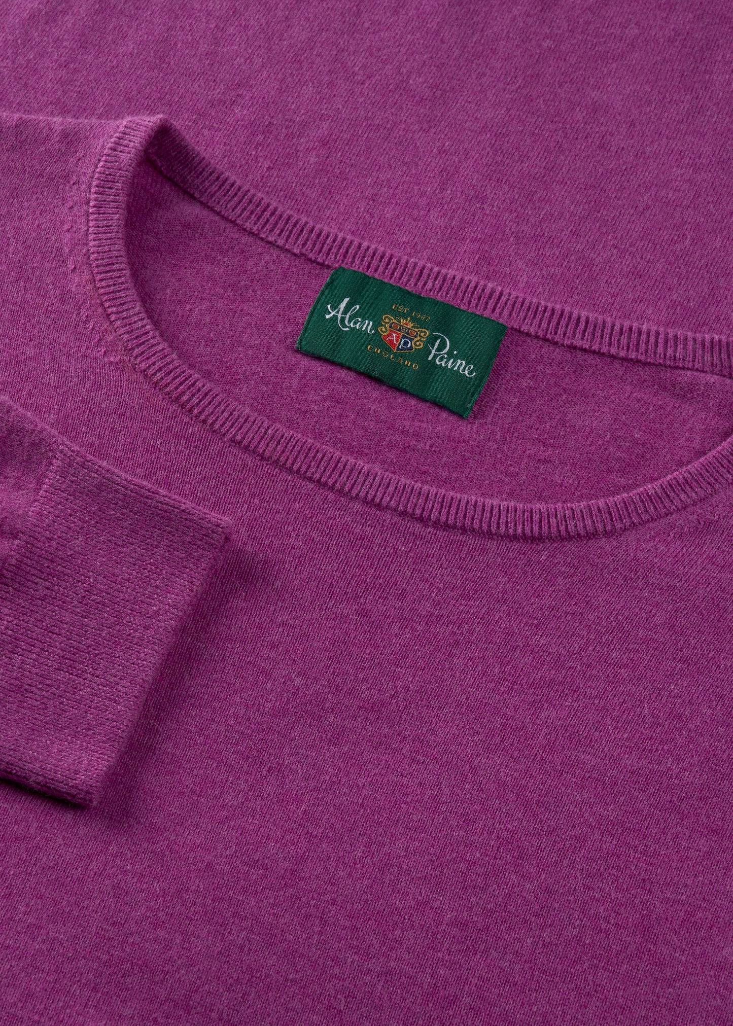 Men's Cotton Cashmere Crew Neck Jumper in Purple